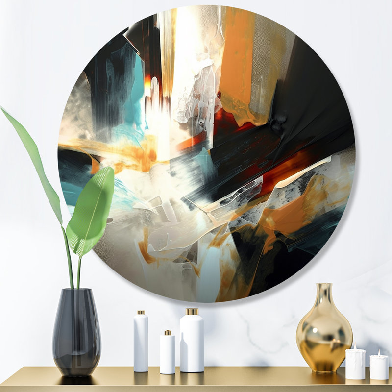 Décoration murale abstraite orange et bleu en mélange de couleurs III - Minimalisme, H 23 po x l 23 po x P 1 po