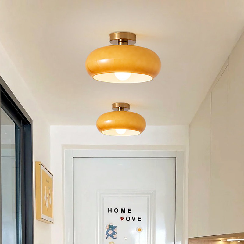 Dorrie Glass Flush Mount, Orange