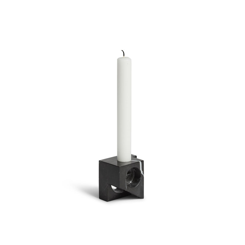 Jeu De Des 2 Candle Holder, 1.80'' H x 2.40'' W x 2.40'' D, Black