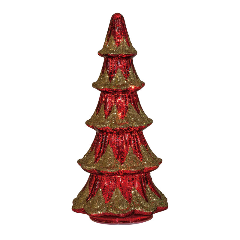 Décoration d'arbre de Noël en verre 12 po, Rouge