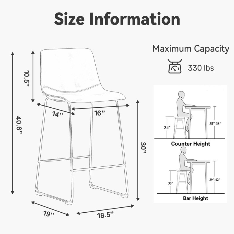 Tabouret Gilgo, Tabouret de bar (siège d'une hauteur de 30 po), Brun whisky