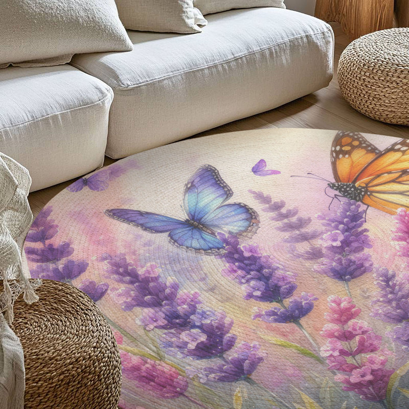 Tapis tressé flottant lavandes, Rond 5 pi