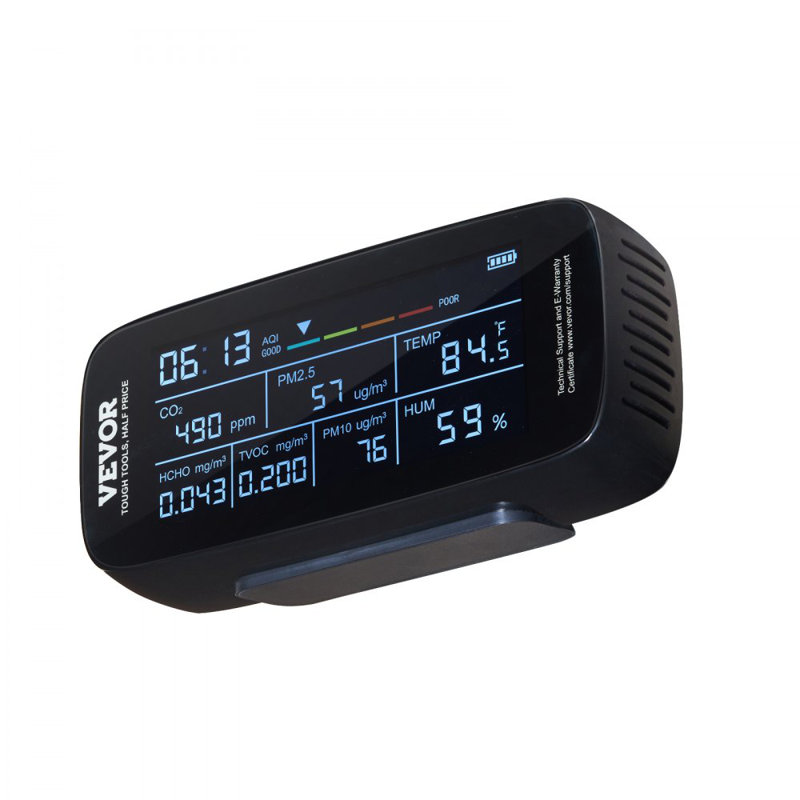 Air Quality Monitor 9-IN-1, CO2, Temperature, Humidity, Formaldehyde TVOC AQI Tester, Professional PM2.5 PM10 PM1.0 Particle Counter for Indoor/Outdoor, Air Quality Meter  w/Alarm Thresholds