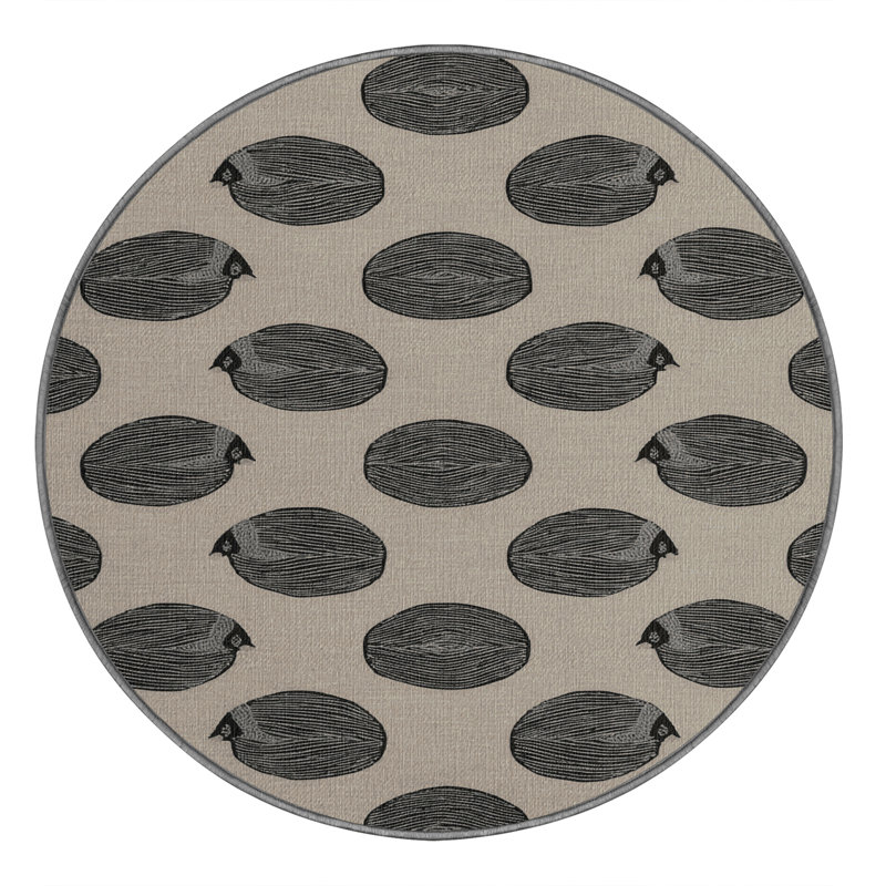 Washable Gray Partridge Birds Area Rug, Square 7'