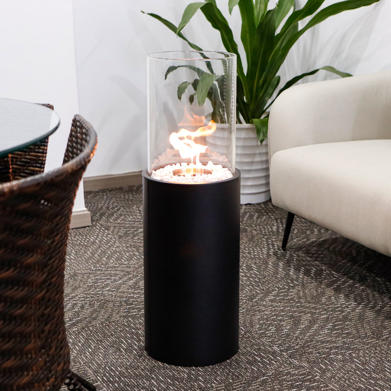 Natalise Bio-Ethanol Outdoor Tabletop Fireplace with Flame Guard, 80.5cm H x 26.5cm W x 26.5cm D