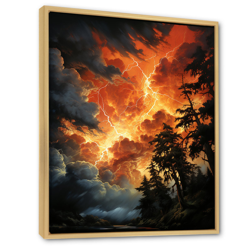 Lightning Fiery Streaks, reproduction d'art sur toile, H 40 po x l 30 po x P 1,5 po, Naturel