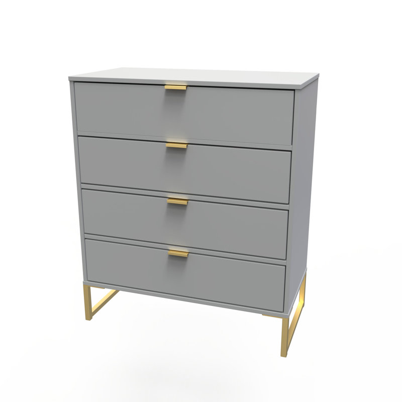 Bibek 4 Drawer Chest in Matt (Ready Assembled), Grey
