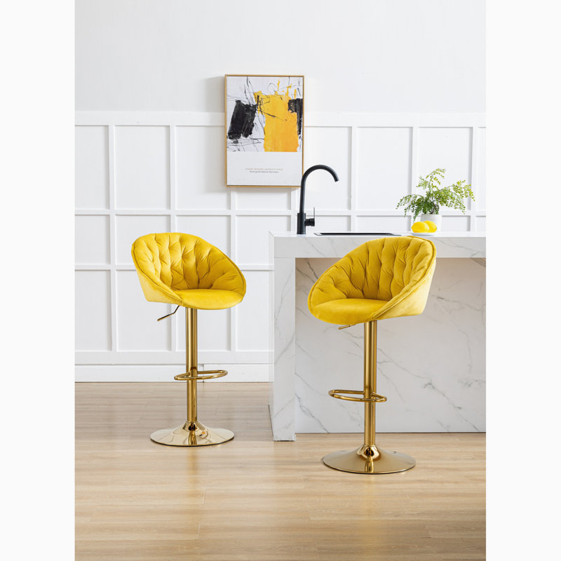 Tabouret pivotant à hauteur réglable, Jaune