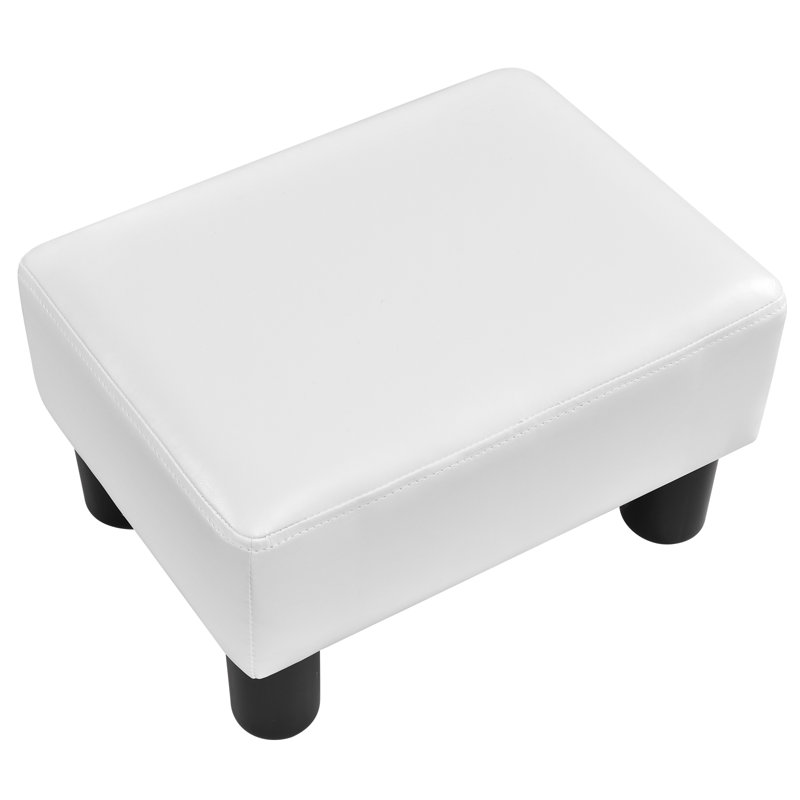 Nasira 40cm Wide Rectangle Solid Colour Footstool Ottoman, White