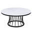 Table à cocktail moderne 3 pièces avec dessus en faux marbre lisse et bases en forme de cage, 1 table basse 2 tables de bout pour la conception de la pièce 3 groupe de luxe, cage ronde unique