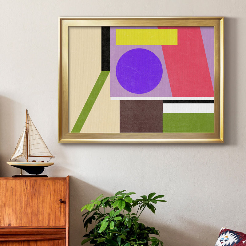 Composition de couleur II, H 22,5 po x l 30,5 po x P 1 po, Papier avec cadre doré, Pas de tapis