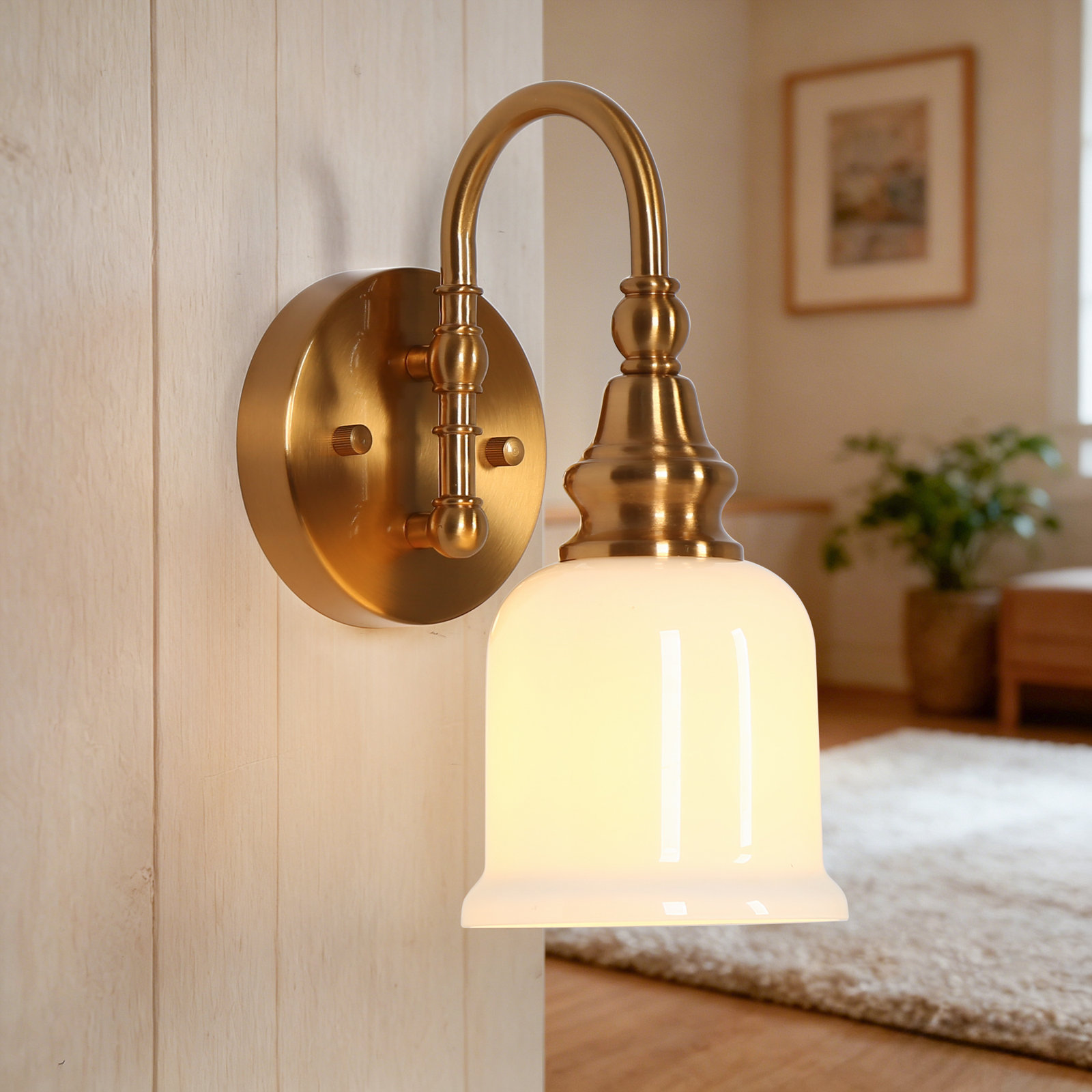Cassiel Single Light Dimmable Armed Sconce, Gold