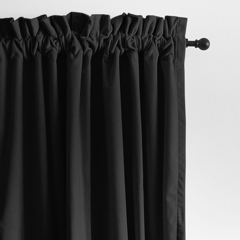 Velvet Room Darkening Curtain Pair, Black, 50" x 84" 