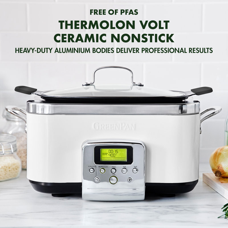 GreenPan Elite Ceramic Nonstick 6-Quart Slow Cooker, Cloud Cream