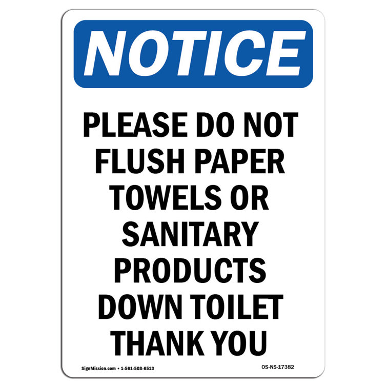 SignMission Please Do Not Flush Paper Towels Sign Wayfair