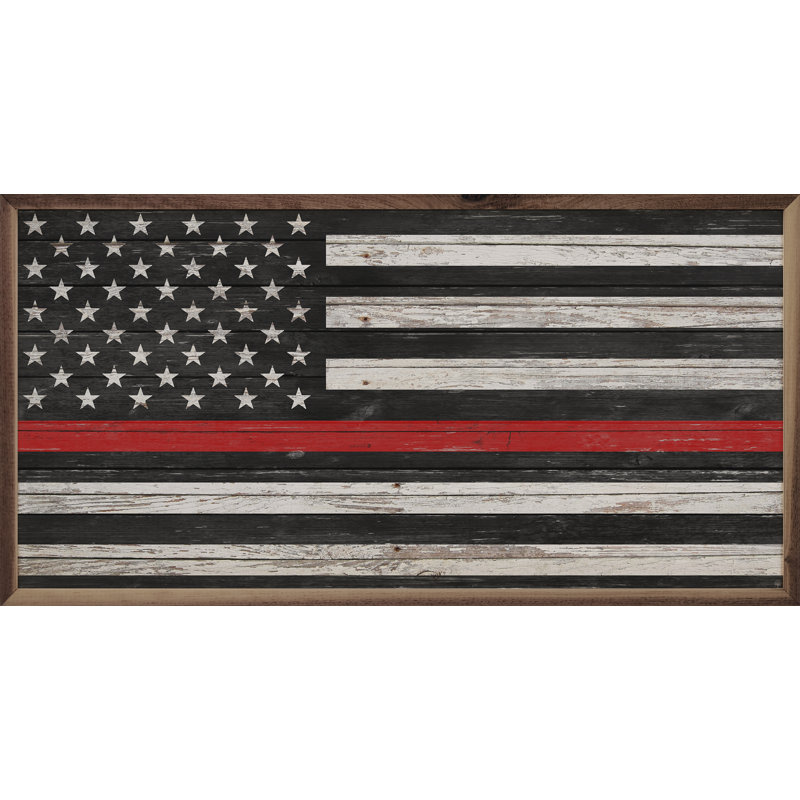 Flag Red Line, 12" H x 24" W x 1" D