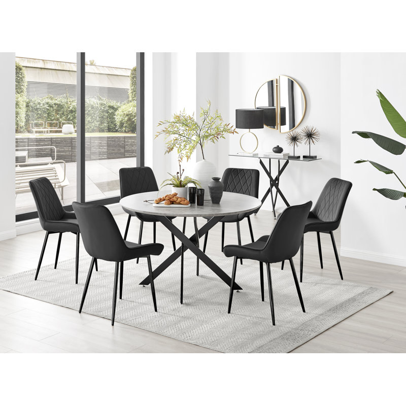 6 - Person Dining Set, Black/Black, Black