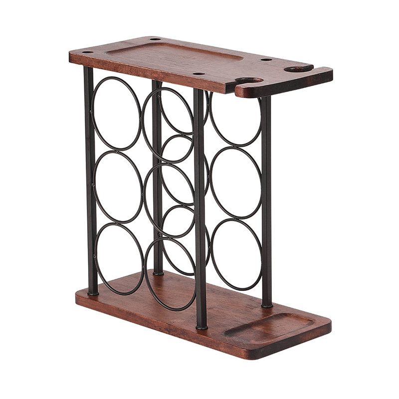 Adrieonna 6 - Bottle Solid Wood Wine Bottle & Glass Rack in Black and Brown