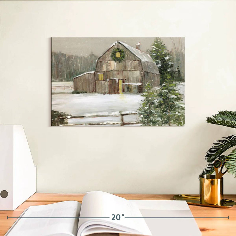 Snowy Winter Barn, 8" H x 12" W
