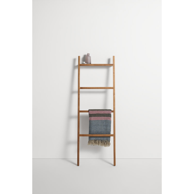 Acacia Wood Wall-Mounted Storage Ladder