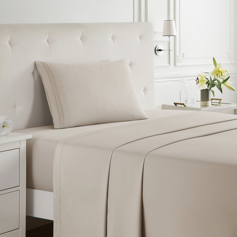  Ensemble de draps double brossé de luxe pour hôtel avec draps et taies d'oreiller très doux, Drap pour lit simple, Lin