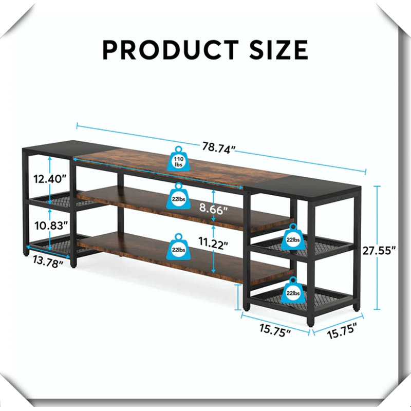 Industrial TV Stand Stable Durable Metal Frame Storage Center