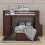 Lit mezzanine simple avec tablettes, bureau et garde-robe-1202505697