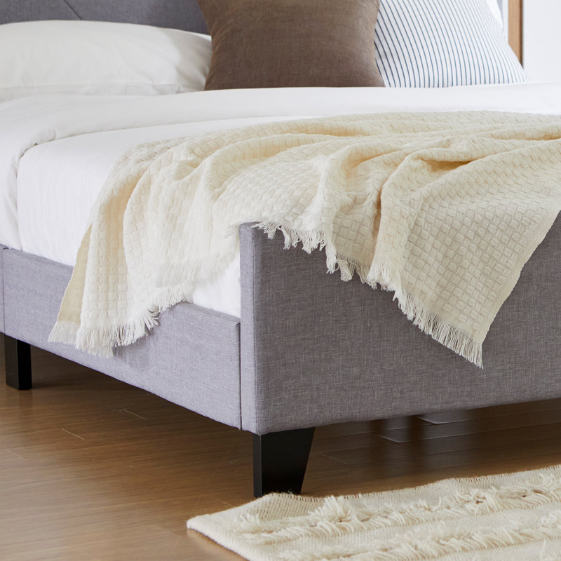 Upholstered Wooden Platform Bed Frame with Adjustable Headboard, No Box Spring Needed, Twin