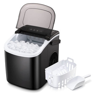 Ice Maker Machine RWFLAME Countertop Ice Cube Machines Make 15kg/ 24H Ice Cubes Ready in 6 Mins Ice Cube Maker with Self-Cleaning Ice Scoop & Bask