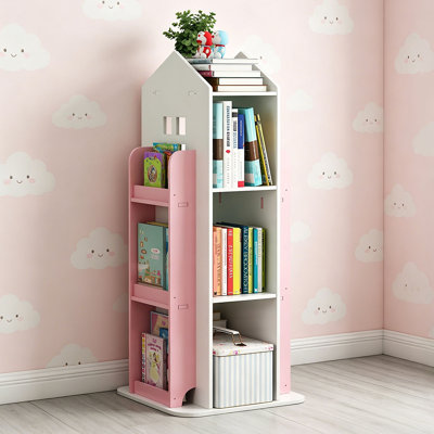 Bibliothèque rotative à 4 niveaux, bibliothèque à 360 °, bibliothèque sur pied, bibliothèque pour enfants pour chambre à coucher, salon, salle d'étude