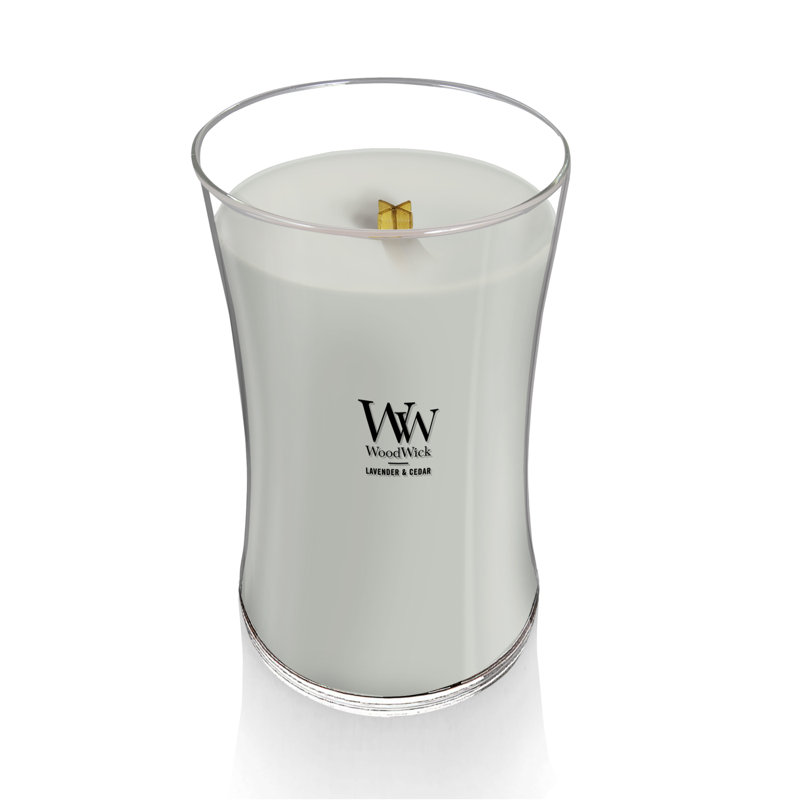 Grande bougie sablier WoodWick® Praline, Blanc