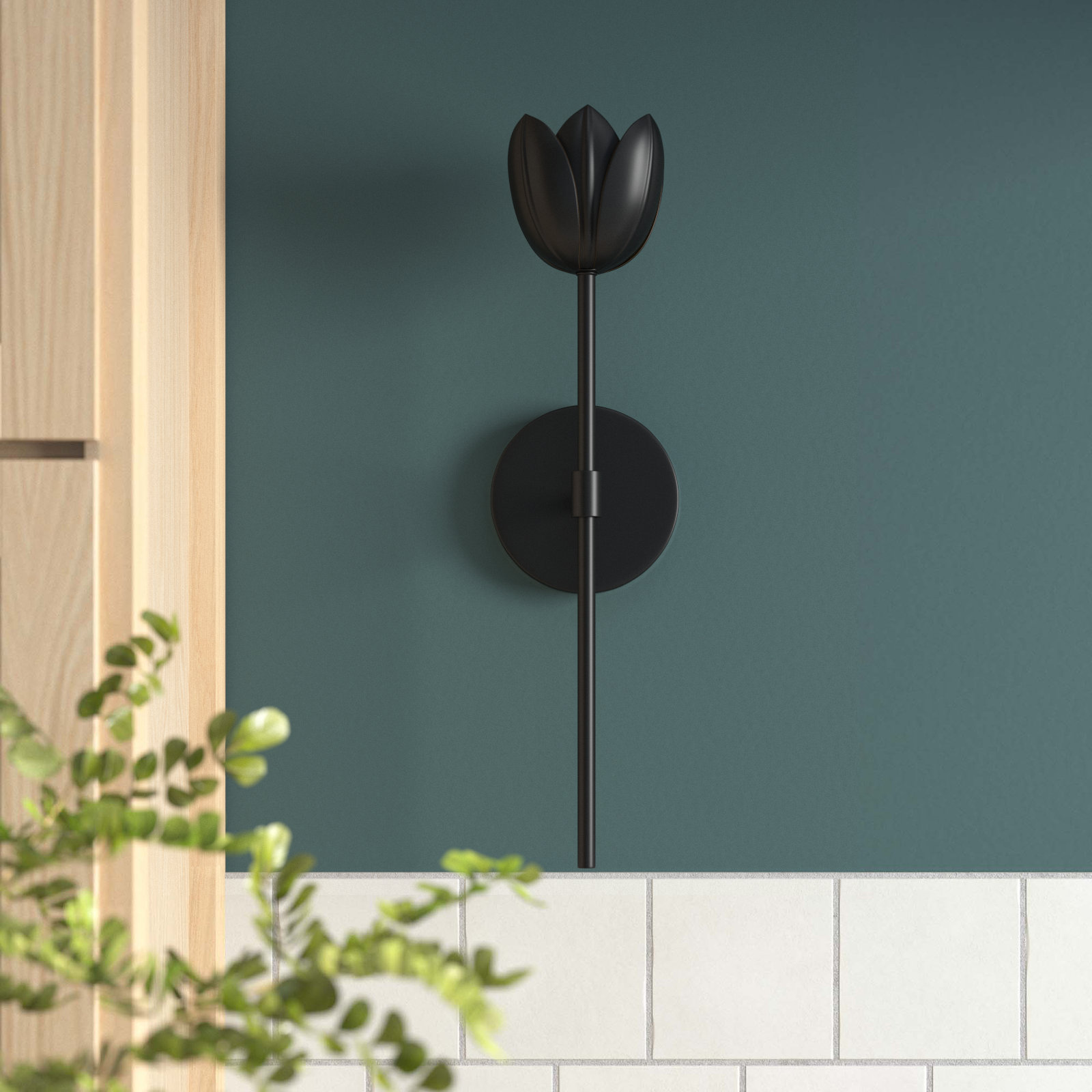Dario Single Light Dimmable Armed Sconce, Black