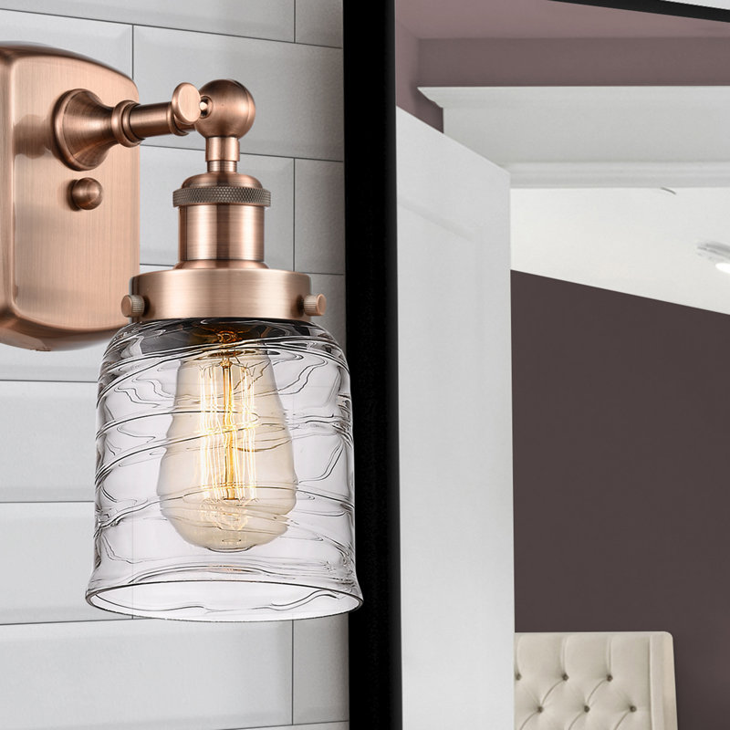Ballston Urban Bell - 1 Light 5" Sconce, Incandescent, Antique Copper, Clear Deco Swirl