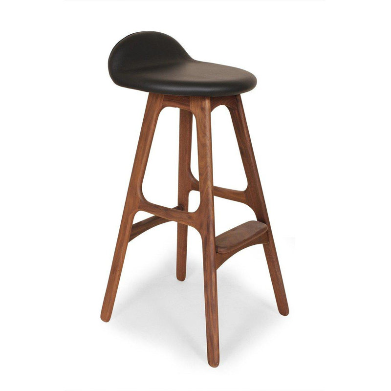 Upholstered Counter Stool with Solid Wood Frame