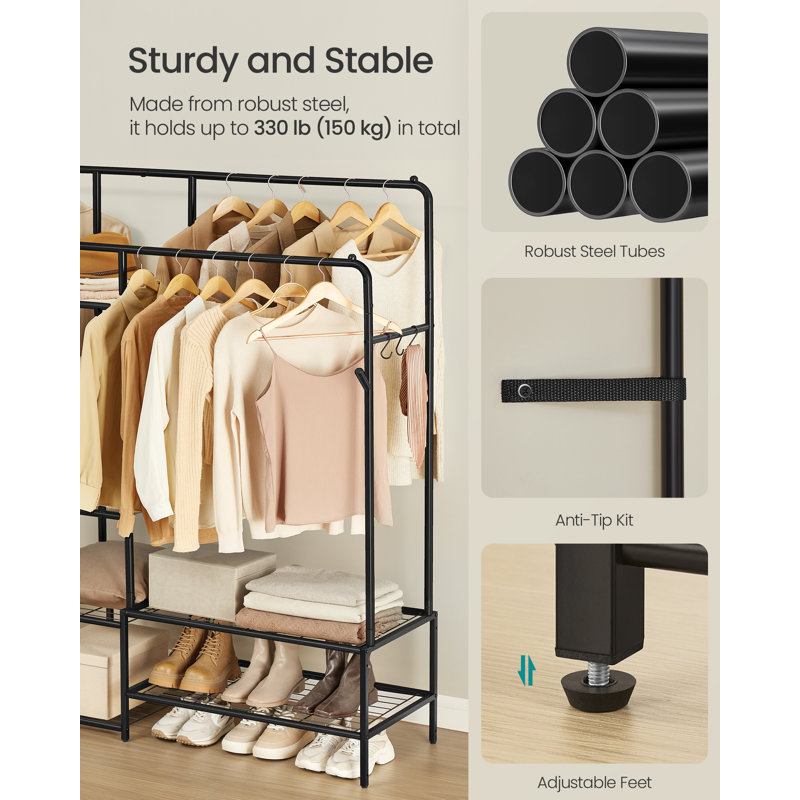 Hall Tree 45cm Wide with Shoe Storage, Black