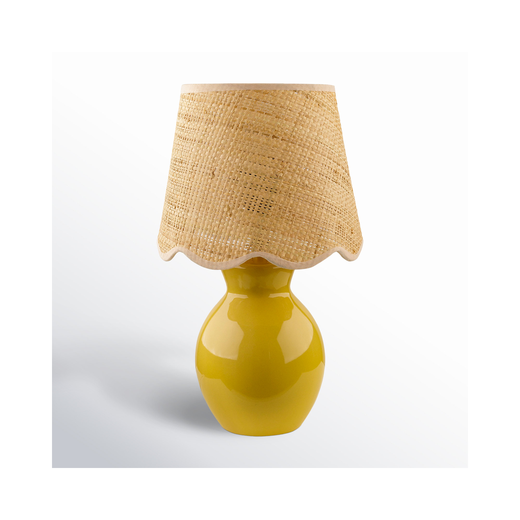 Momsen Scallop Shade Lamp, 15"" H x 8"" W x 8"" D, Yellow, Natural