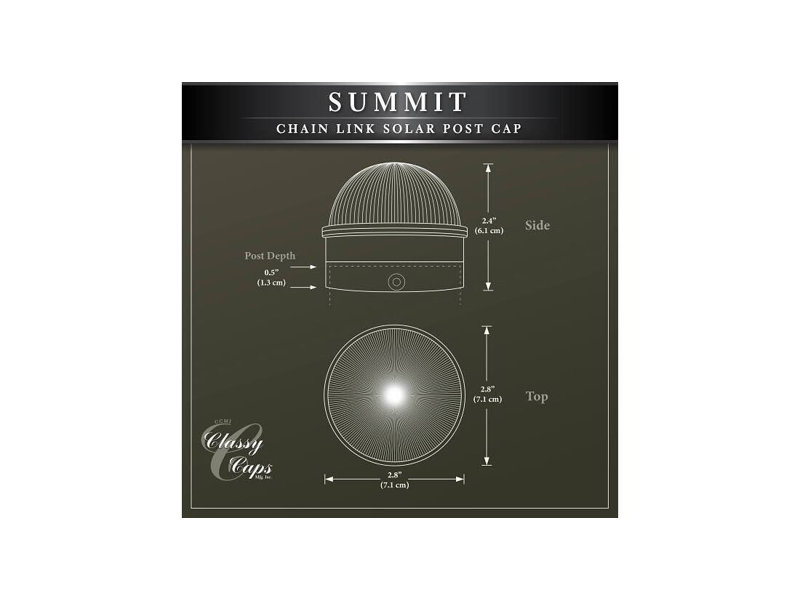 Capuchon de poteau solaire Classy Caps CH2233B Black Chainlink Summit
