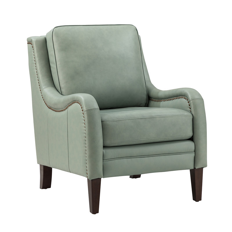 Amberlie 27.56" Wide Genuine Leather Armchair, Sage Genuine Leather