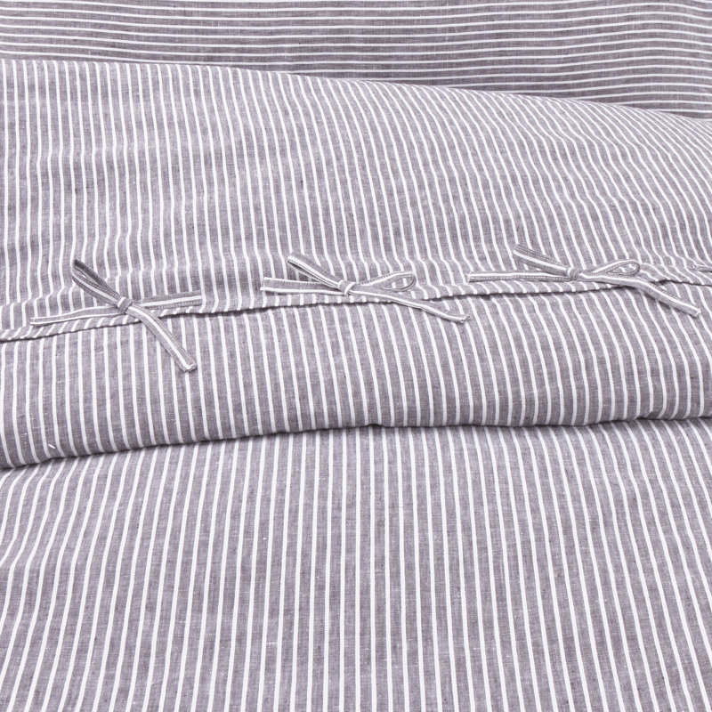 Grant Duvet Cover Set, Queen Duvet Cover + 2 Standard Shams + 2 Throw Pil, Charcoal Gray