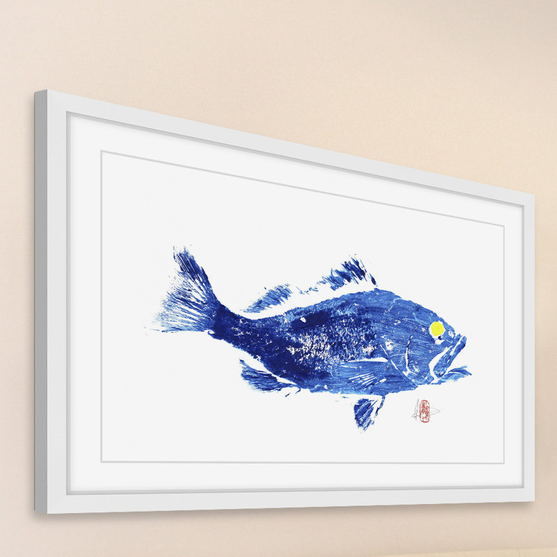 «Grouper in Blue», reproduction d'art encadrée, H 24 po x l 36 po x P 1,5 po