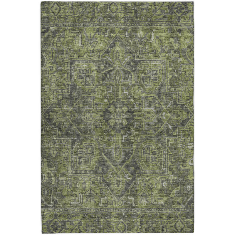Premium Machine Washable Dream Shag ADS571 Oriental Rug, 8' x 10', Green