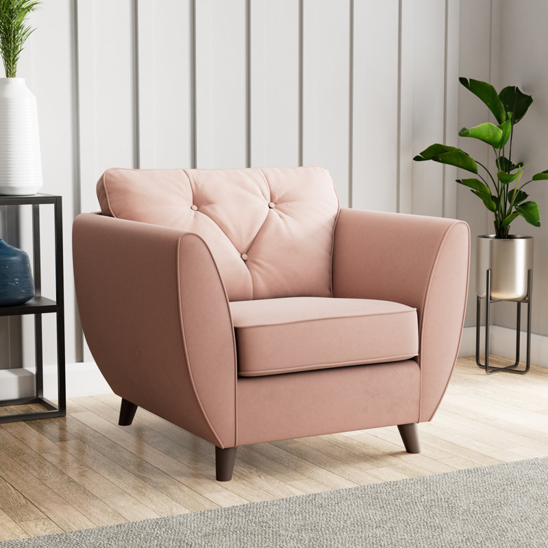 Collazo Upholstered Armchair, Pink, Dark Brown Wood