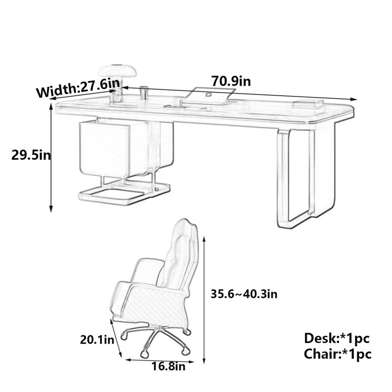 Computer Desk, 29.5" H x 70.9" W x 27.6" D