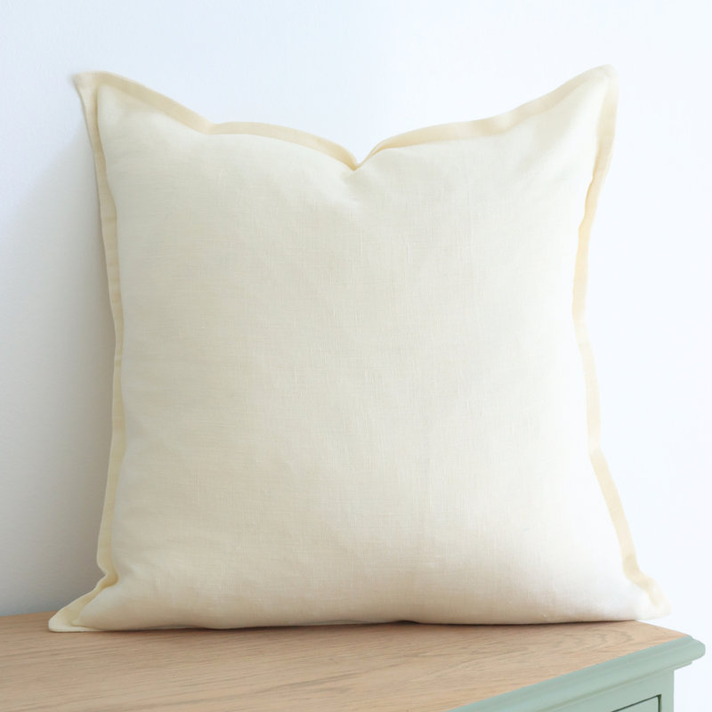 India Chic Buttons Linen Pillow Cover, White, 20" x 20"