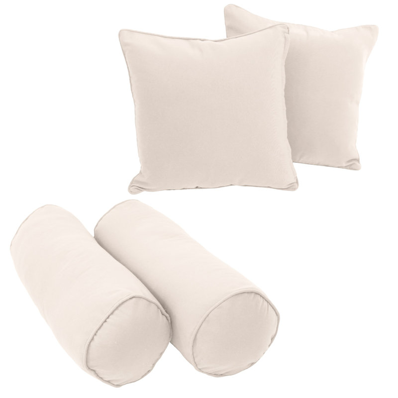 Cotton Blend Reversible Throw Pillow, Eggshell
