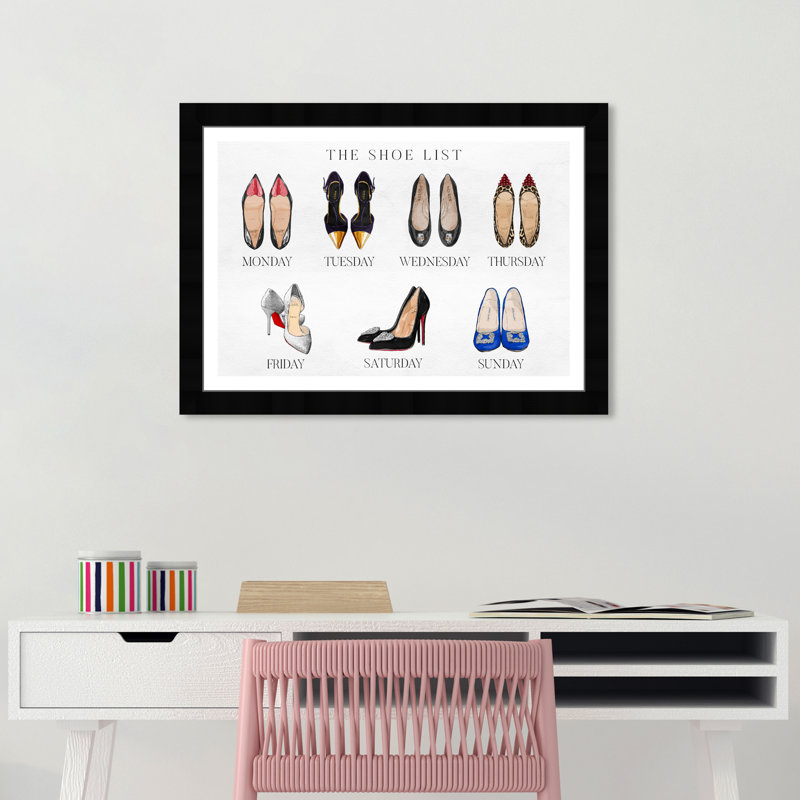 «Fashion and Glam the Shoe List Shoes» - Reproduction d'art graphique sur papier encadré