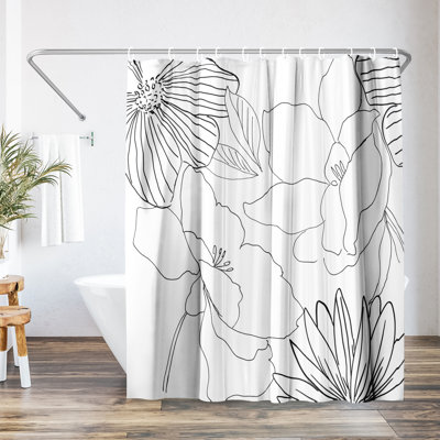 Rideau de douche floral 71 "x 74", lignes délicates par PI Creative Art