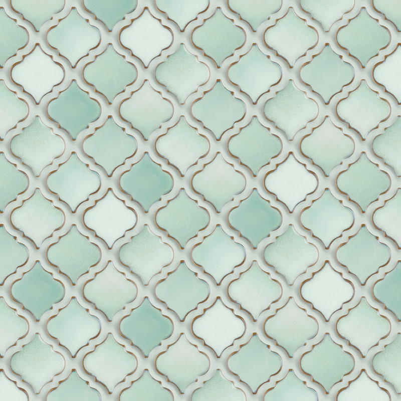 Hudson Tangier 2" x 2" Porcelain Arabesque Mosaic Wall & Floor Tile, Mint Green