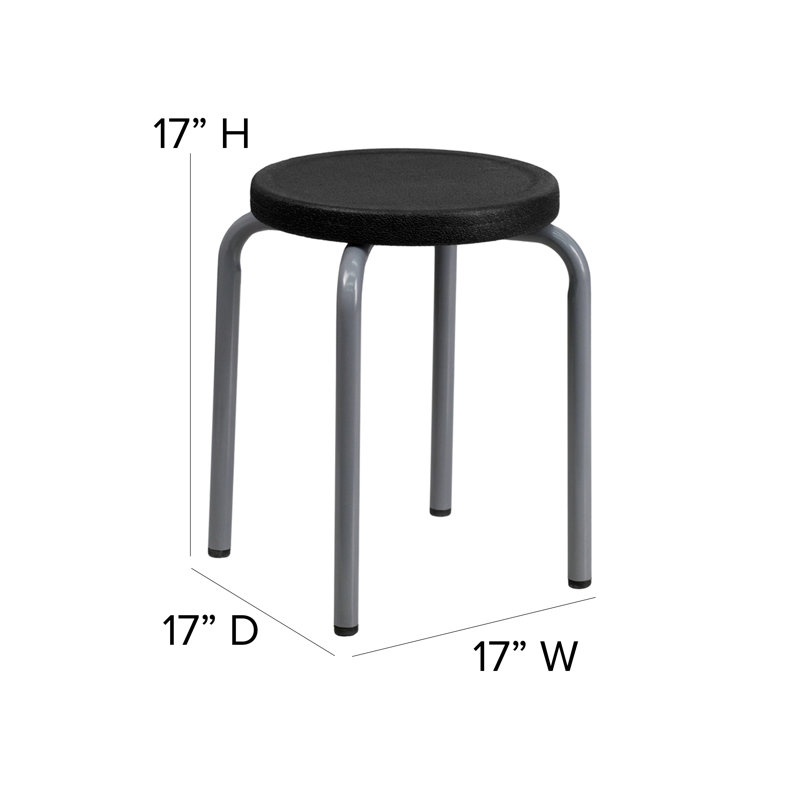Pennypacker Stackable Stool with Powder Coated Frame, Black