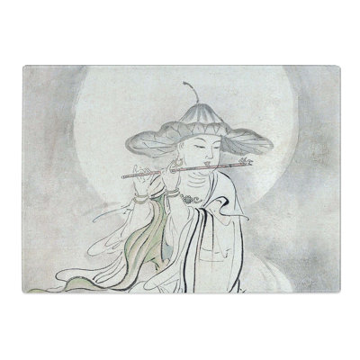 Tempered Glass Playing the Flute by Kano Tan'yu Chopping Board